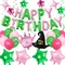 Pink and Green Birthday Decoration Happy Birthday Balloons Sets Princess and Witch Themed Party Decorations Enchanted Party Supplies